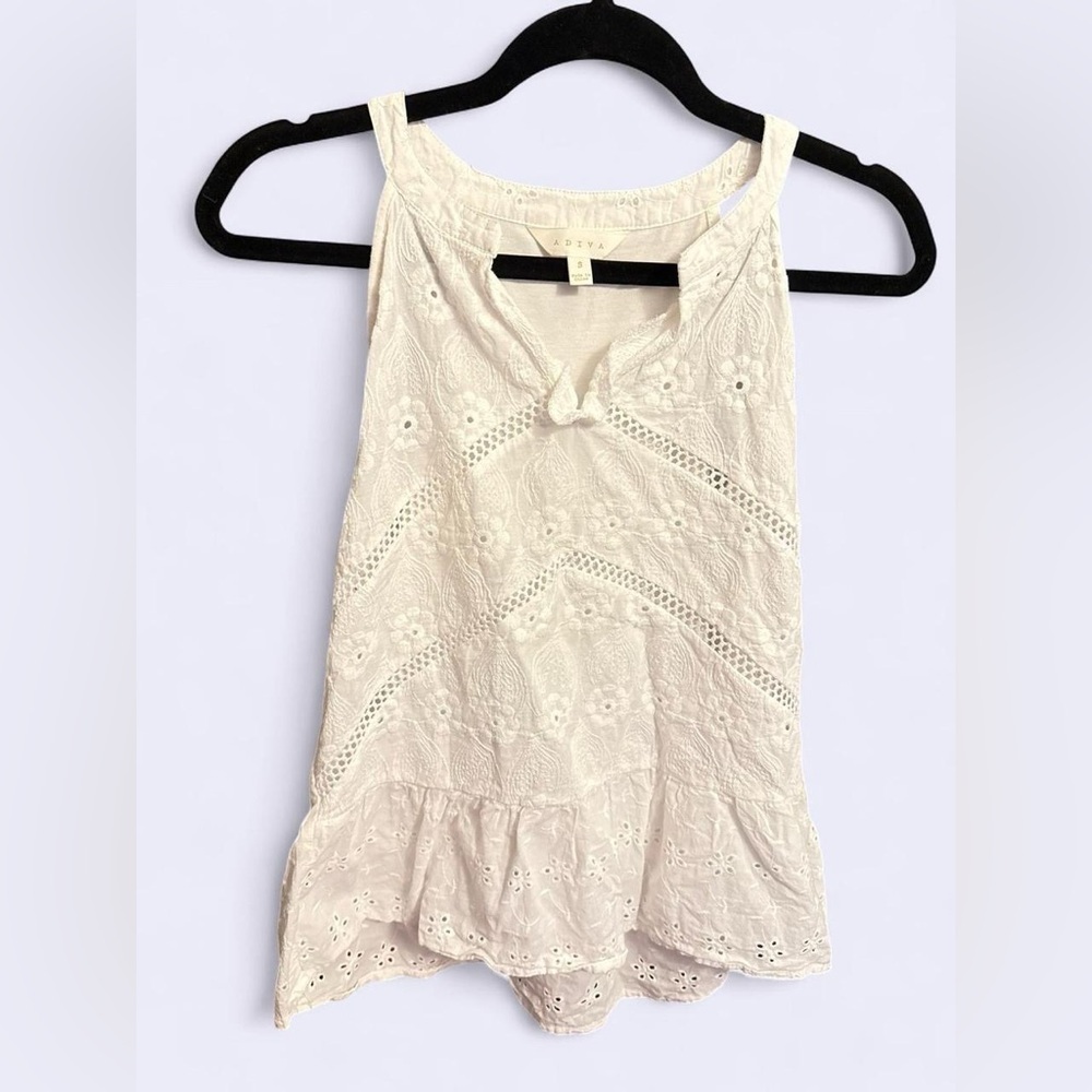 White eyelet ruffle tank top – ADIVA (Size S)